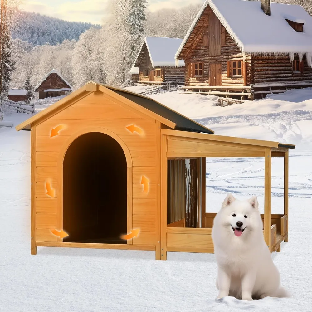 

Large Outdoor Dog House, All-Weather XL Dog Kennel with Insulated Liner, Winter Dog House for Large & Medium Dogs, Indoor Outdoo