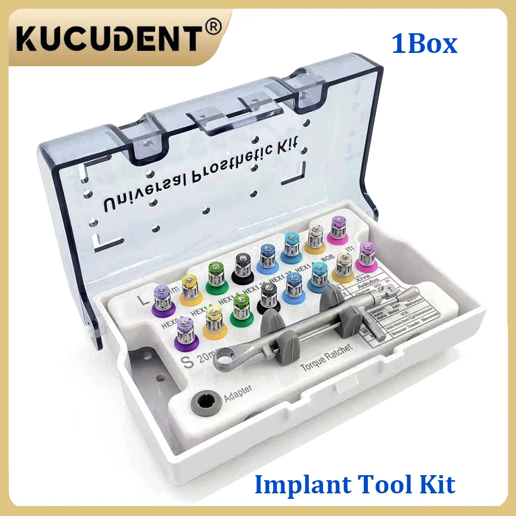 Universal Dental Implant Torque Wrench Kit 10-70Ncm Autoclavable with 16Pcs Screwdrivers for Prosthodontics Restoration Repair