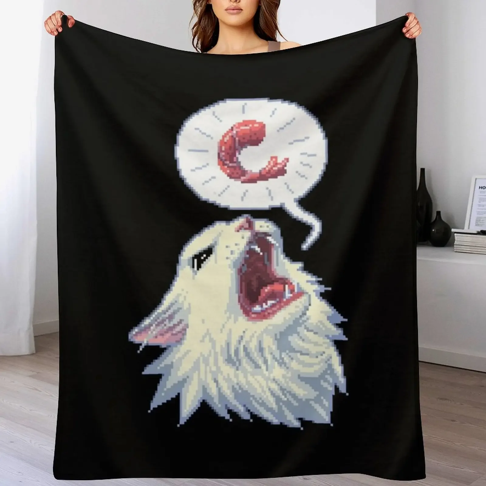 8-bit Shrimpin' Thurston the cat Throw Blanket Cozy Sofa Blanket for TV Watching Napping