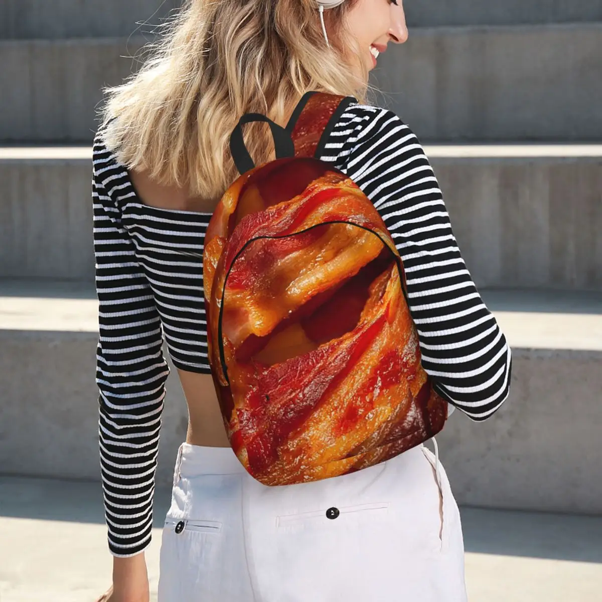 Crispy Bacon Texture Meat Lovers Backpack Hot Sale Daypack Large Capacity Kids BookBag School Bag Shoulder Bags for Men Women