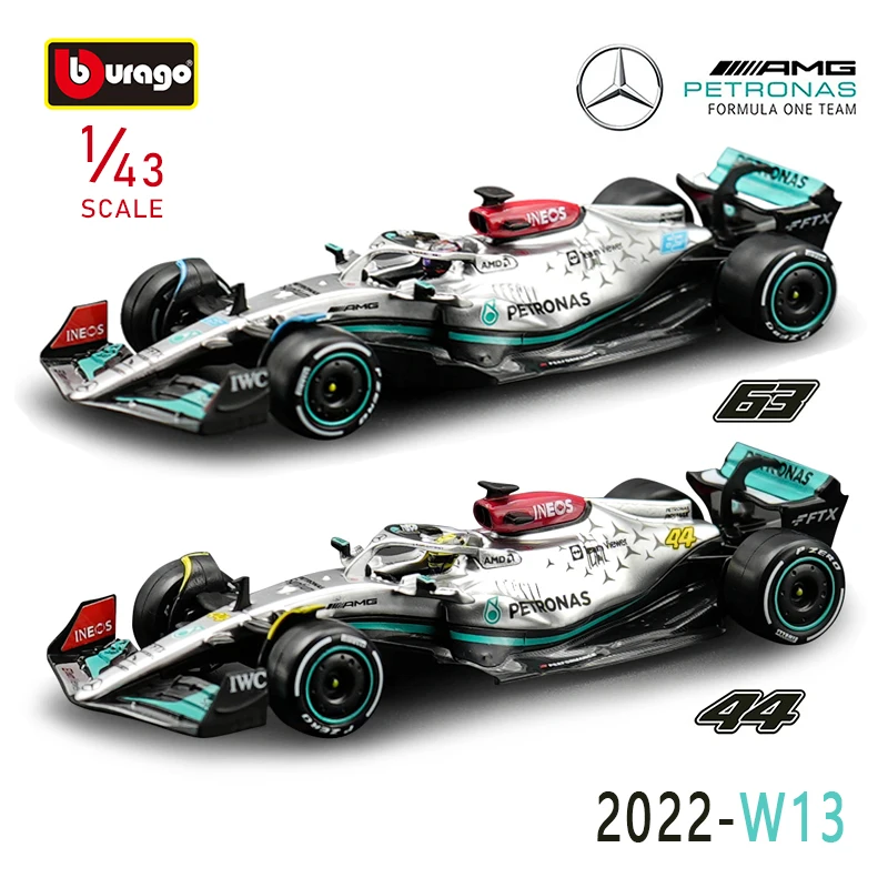 Bburago 1:43 W15 2024 44 Hamilton Mercedes-Amg Petronas F1 Team 63 Russell Alloy Die Cast Cars Model Toys W14 2023