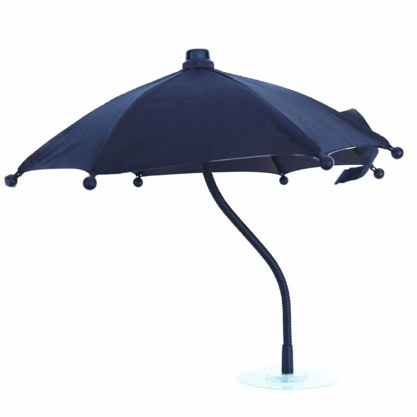 Ultra Compact Adhesive Sun Shade Umbrella for Cell Phone Car Stand with Pliable Tube and Stable Base