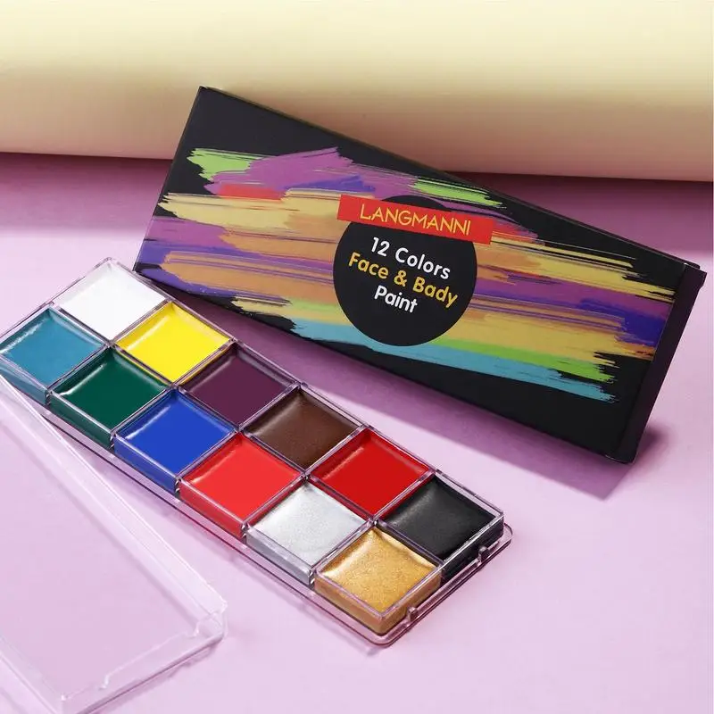 Halloween Face Painting Kit Professional Makeup Paint Oil Palette Kit 12 Color Halloween Body Face Parties And Cosplay Health