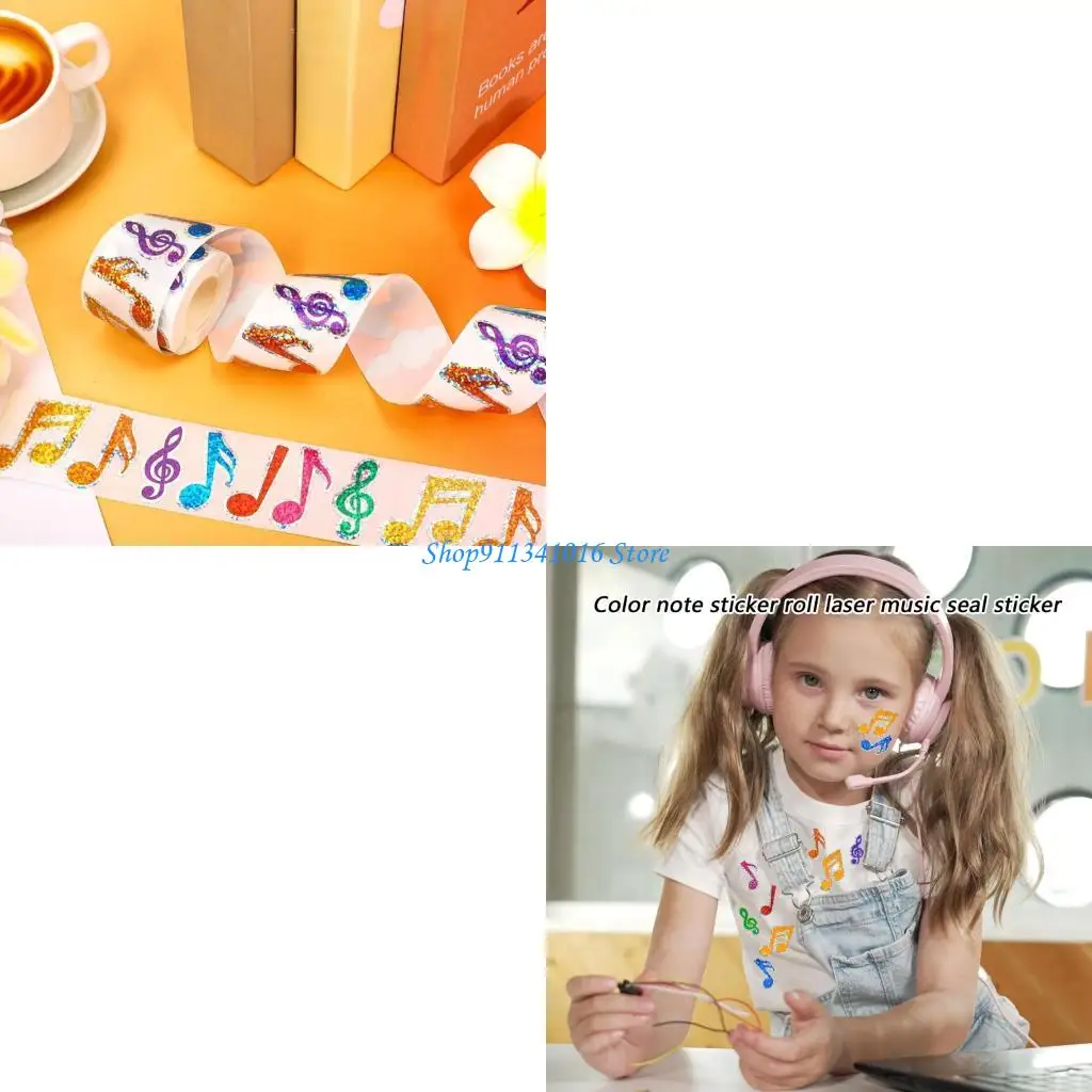 

Colorful Music Note Decal Adhesive Sticker Roll for Teaching Tool Home Decors