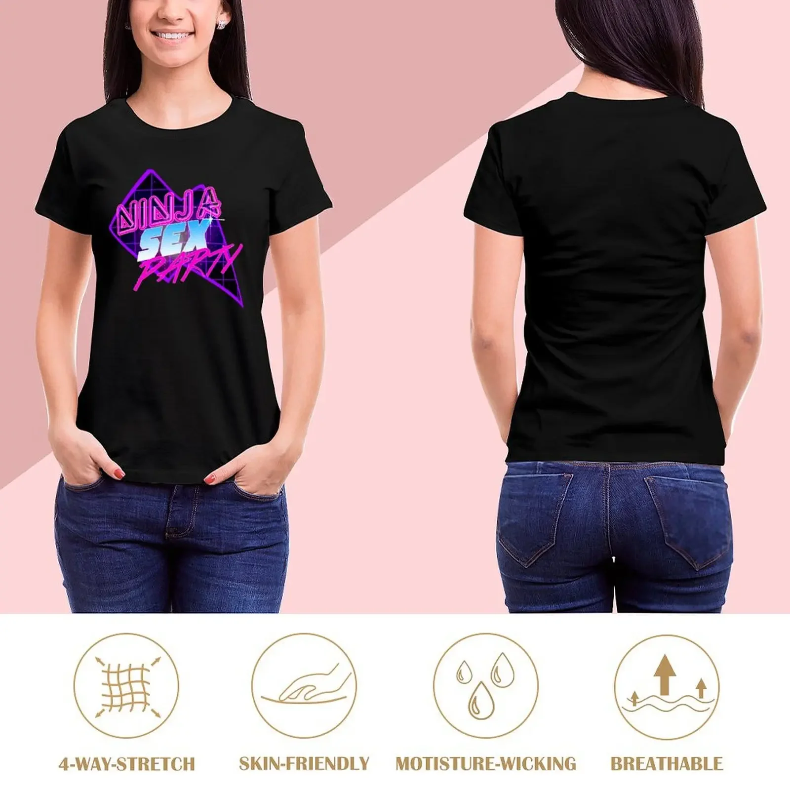 Sexy Ninja Parties (80s inspired design) T-Shirt cute tops plus sizes summer tops oversized rock and roll t shirts for Women