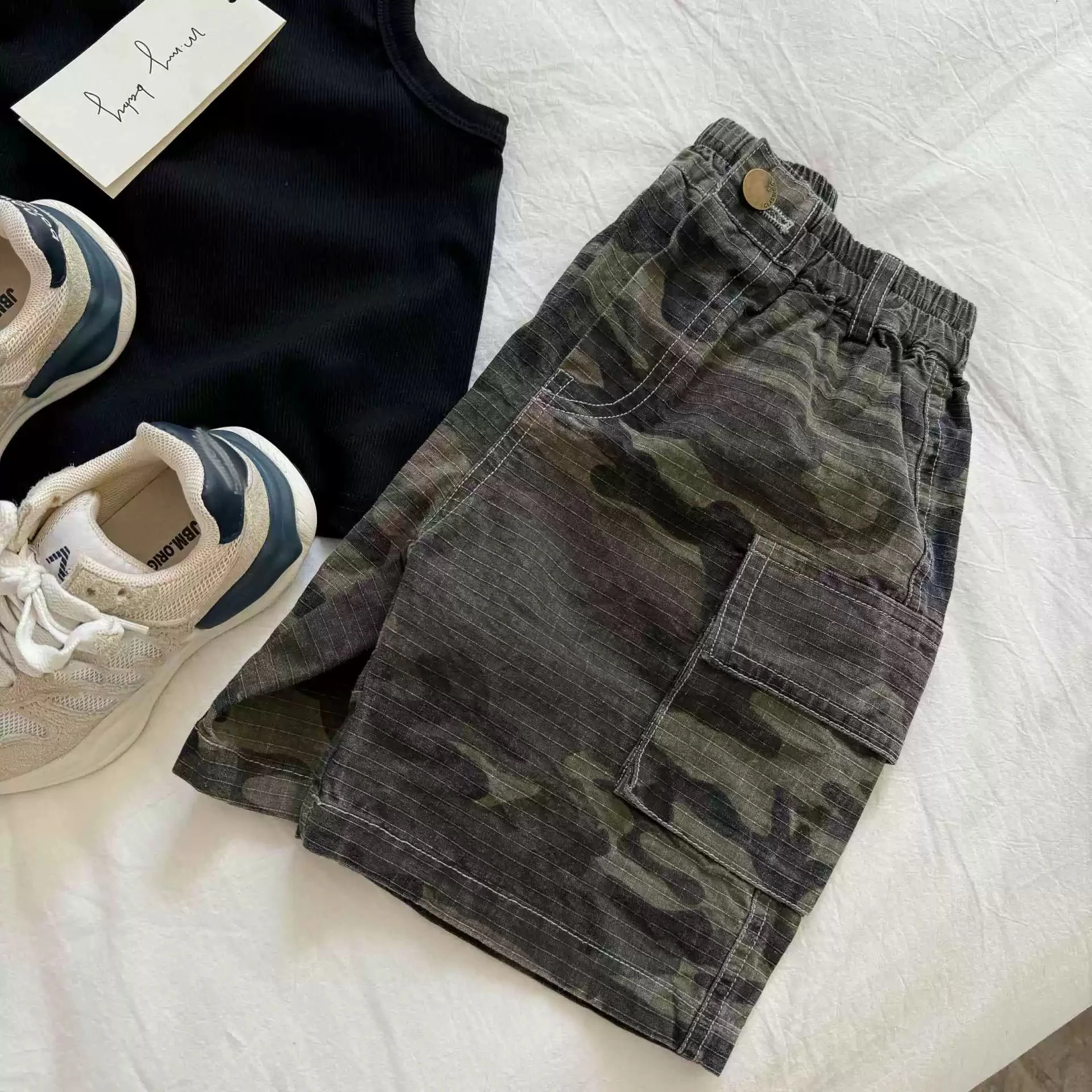 Fashion Baby Boy's Camouflage Shorts Summer Boys Pocket Cargo Pants Casual Children's Thin Knee-length Pants 2-7Years Old