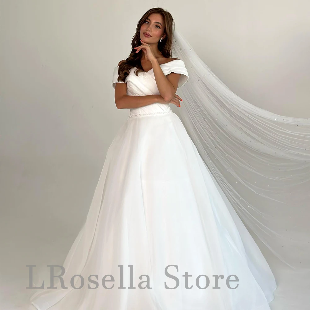 Robe de mariée A-Line en mousseline de soie pour femmes, robe de mariée A-Line, robe civile simple, robe de mariée élégante, robe de mariée de luxe, robe de cour formelle, Off-Initiated, 2024