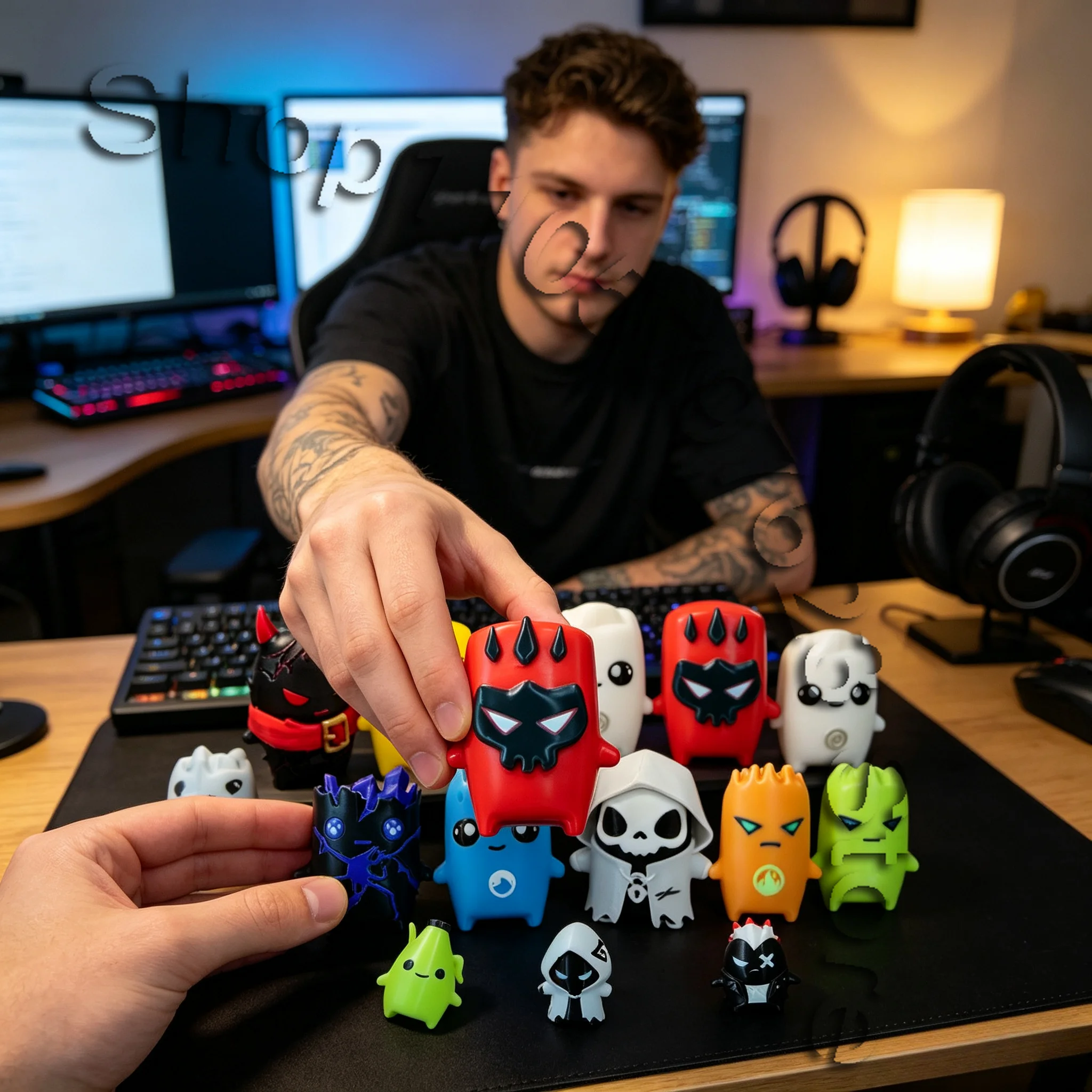 Cute 3D printed cartoon game character statue Kawaii mini alien elf statue, desktop decoration collection model