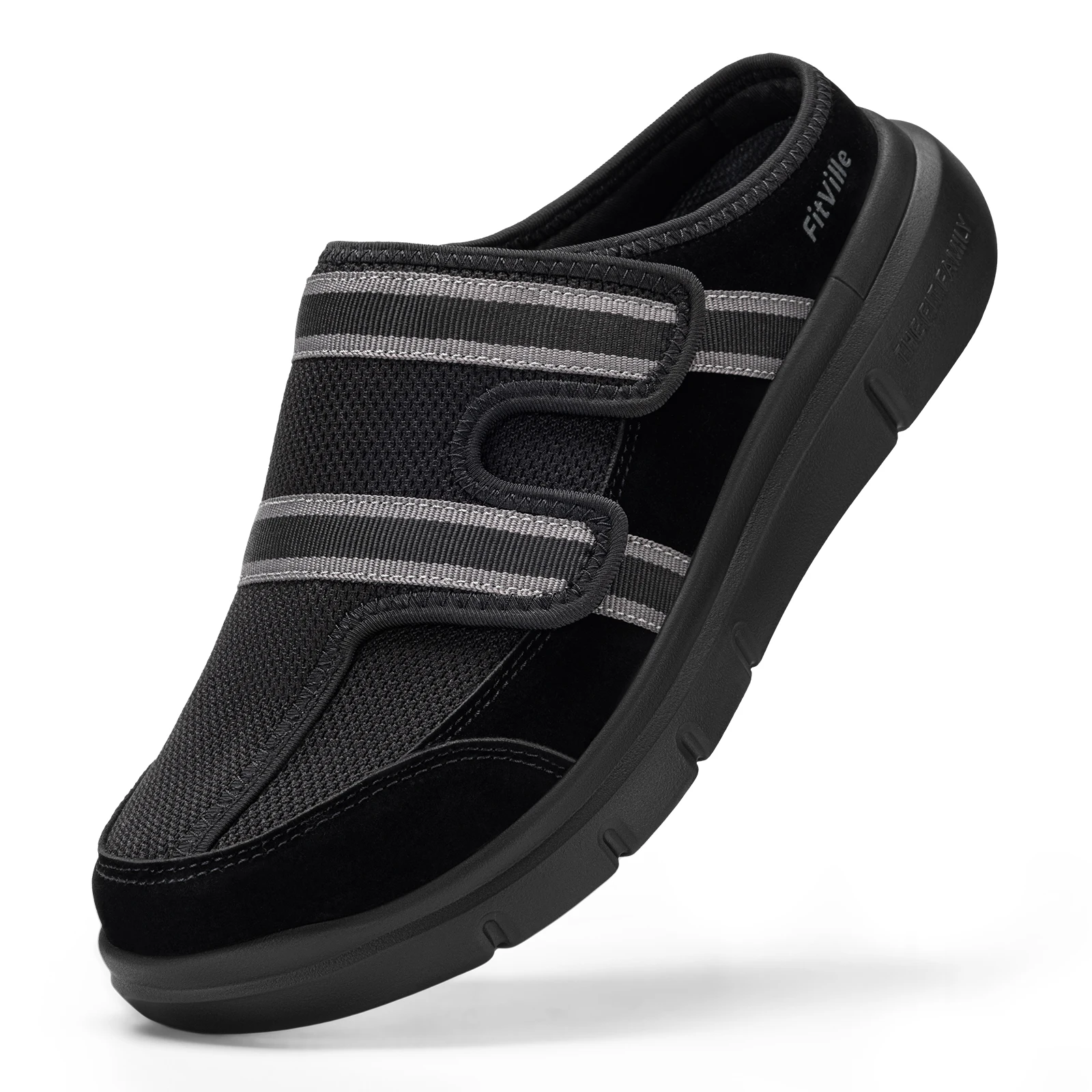 

Fittington Men's Wide Slippers with Arch Support Soft Adjustable House Slippers Indoor Walking Shoes Slip On Clog For Fasciitis