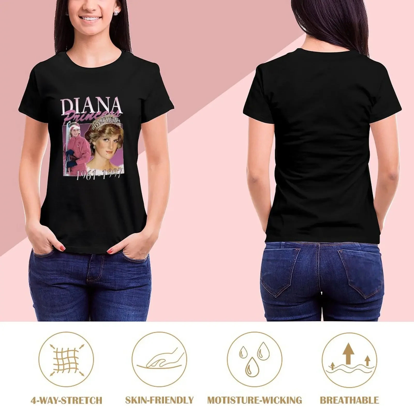 Princess Diana Vintage 90s T-Shirt plus sizes korean fashion customs design your own sublime t-shirt dress for Women sexy