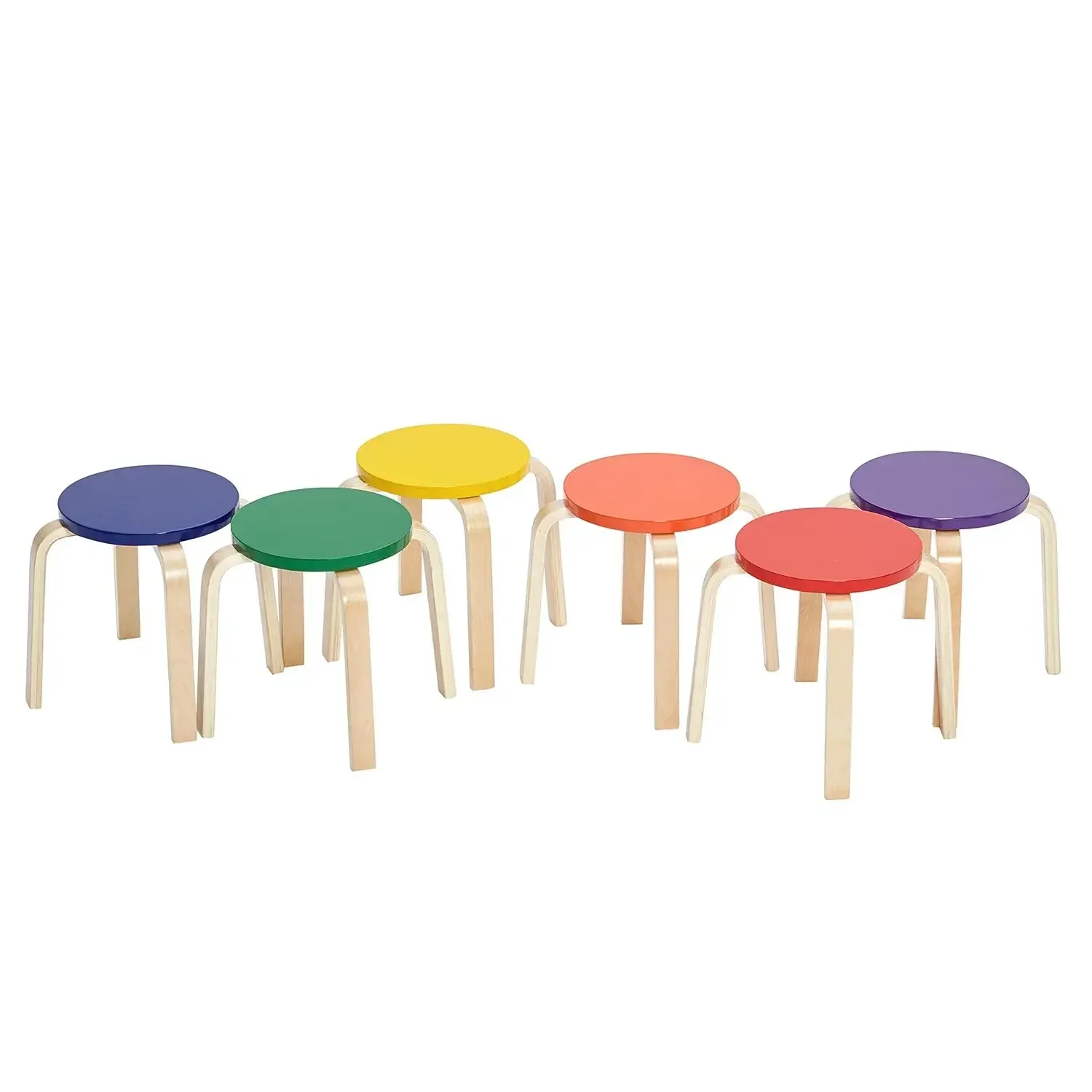 

Bentwood Stackable Stools, Classroom Furniture, Assorted, 6-Piece