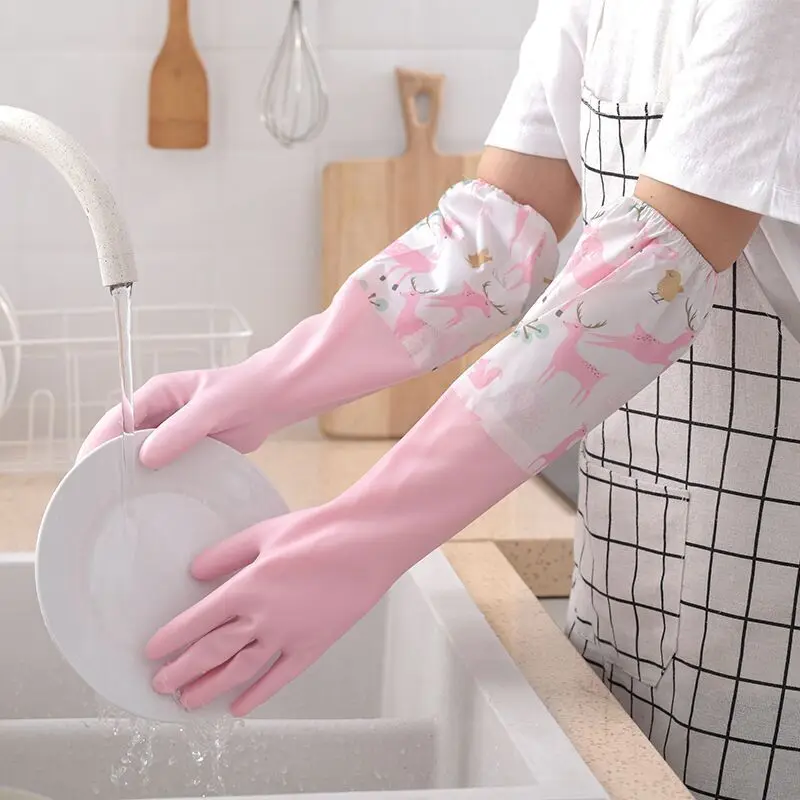 

Dishwashing Gloves Warm Rubber Waterproof Kitchen Washing Dishes Housework Gloves Women’s Waterproof Cleaning Gloves