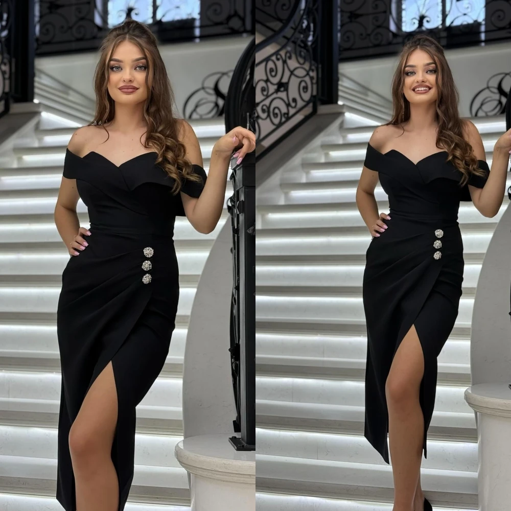 Aangepaste rechte boothals elegante formele avondjurk moderne temperament beroemdheidsjurken hoge kwaliteit mode feestjurk