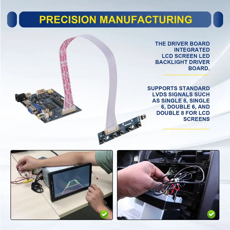 7 Inch 1024 X 600 LCD Screen Display Driver Board W/Driver Board Monitor For Raspberry Pi Support AV Reversing Priority