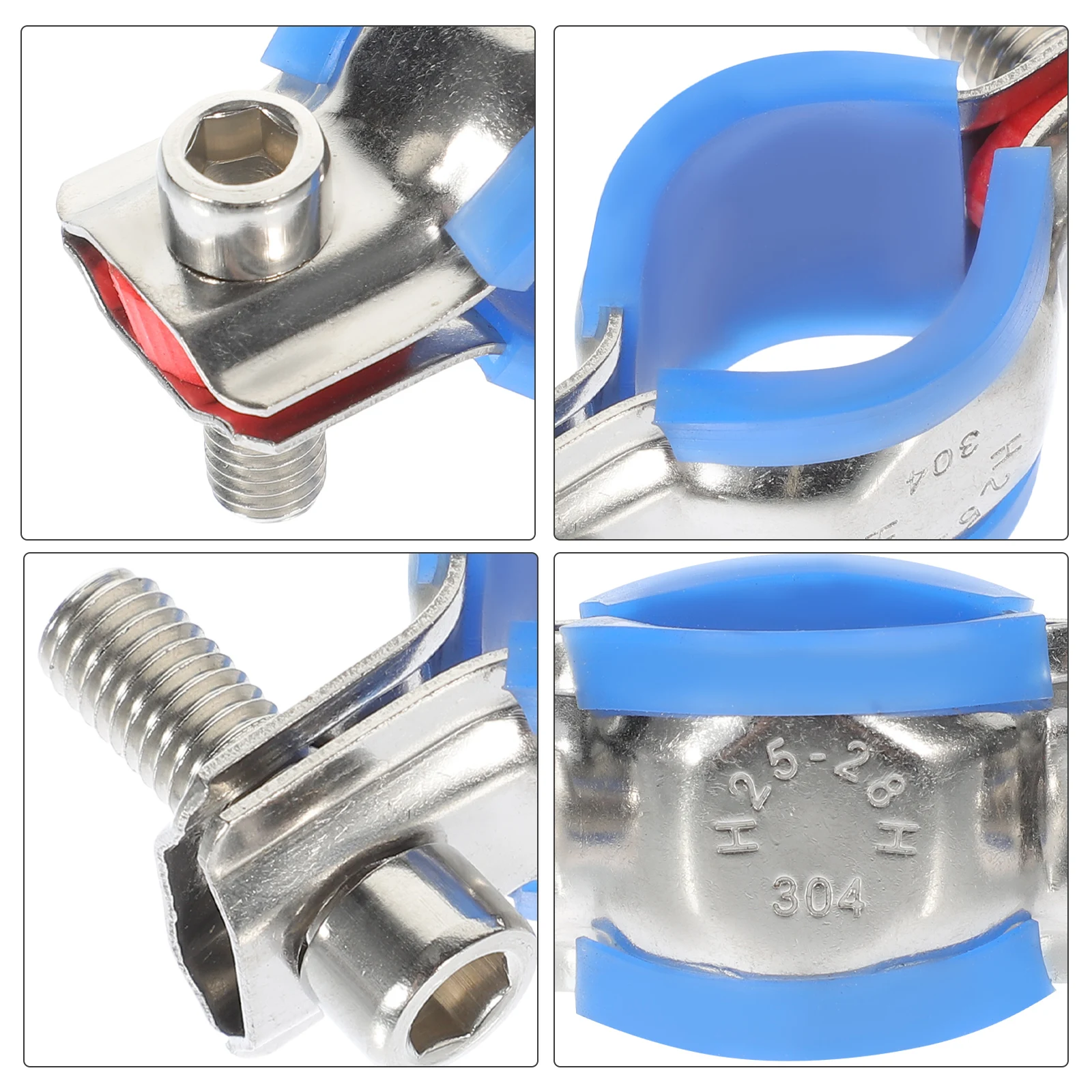 

Stainless Steel Pipe Clamp 25-28mm Blue Pad Adjustable Wall Mount Bracket Support Clips clamp rings pipe hanger ring clamp