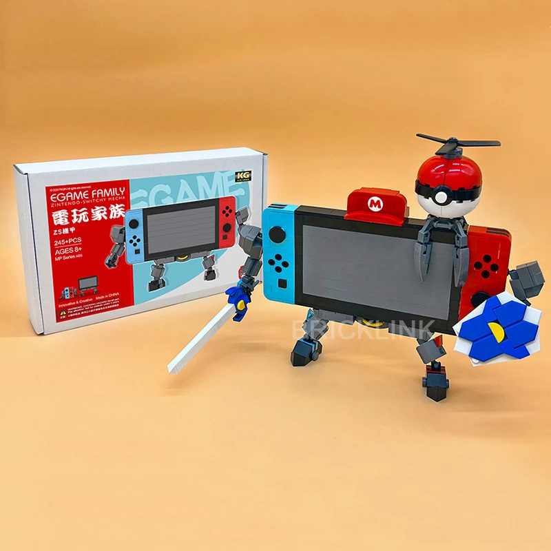 MOC Konsol Game Portabel Retro Lucu Set Blok Bangunan Model Pengontrol Retro Mainan Bata Ide Hadiah