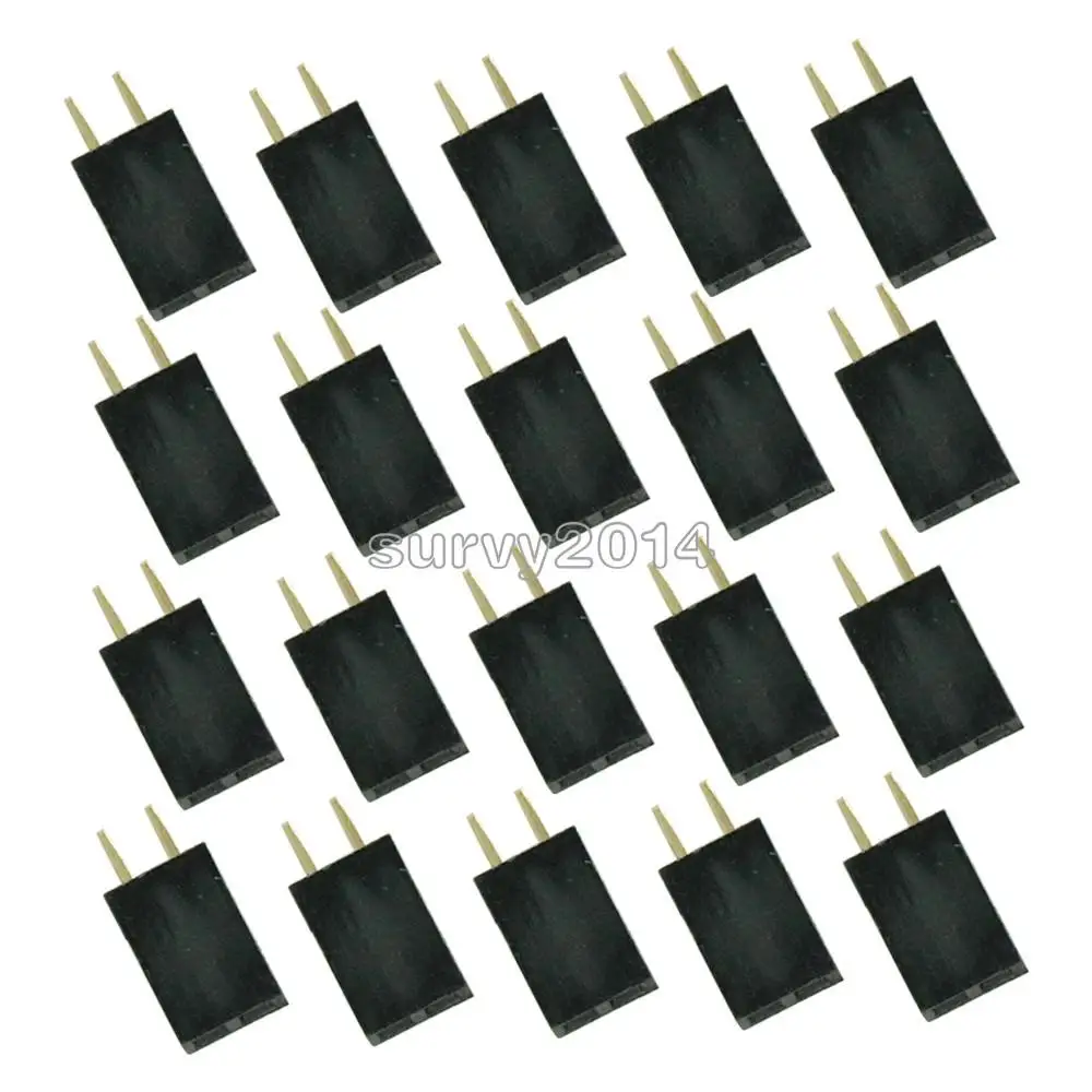 50PCS Single Row 1x2 Pins 2.54mm Pitch Female Header Straight Module