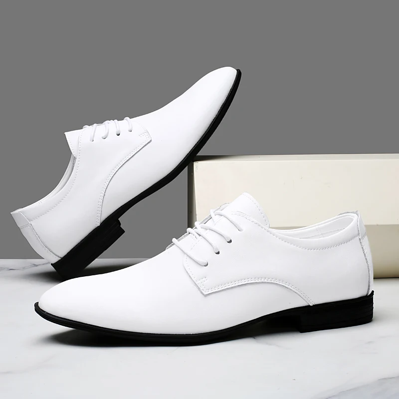 

Plus Size：35-50 Men's Cowhide Genuine Leather Dress Shoes Couple White Loafers Black Simple Flat Shoes Soft Soled Casual Shoes