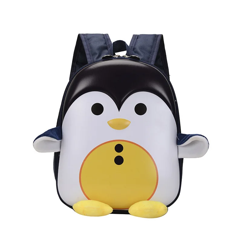 Mochila escolar pequeña de concha de huevo de dibujos animados para niños y niñas, bolso de hombro para niños, lindo pingüino 3d, jardín de infantes