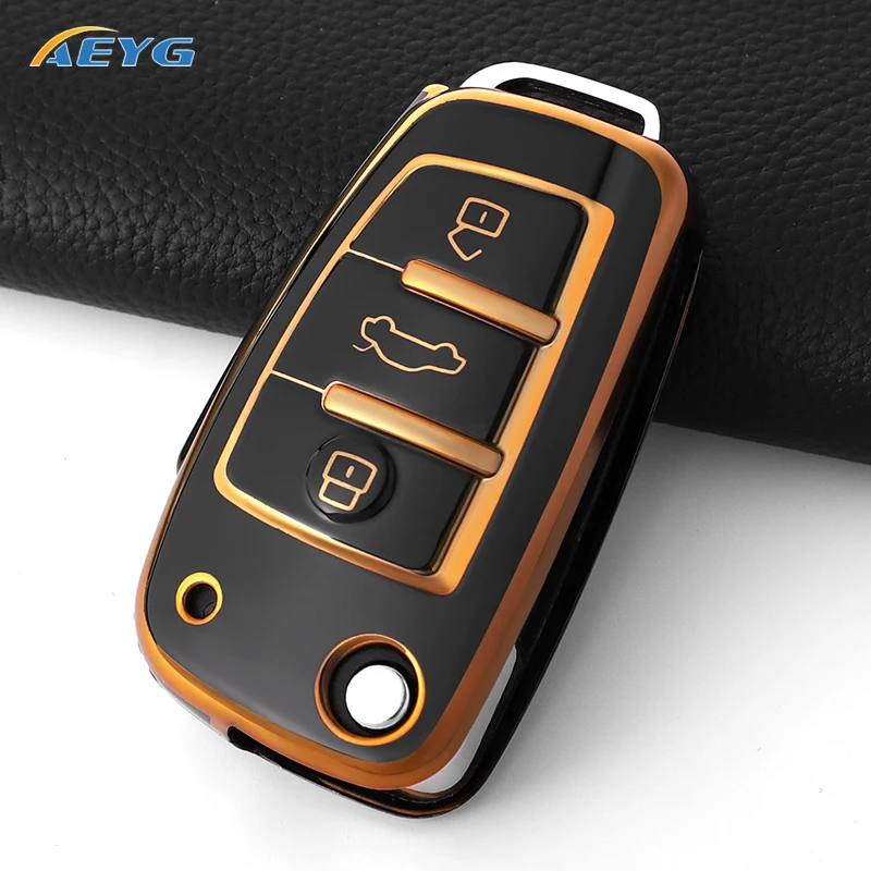 TPU Car Key Case Cover Shell Fob For Audi A3 A4 B6 B7 B8 A6 C5 C6 RS3 S1 S3 Q3 Q5 Q7 TT Protector Holder Keyless Auto Fob