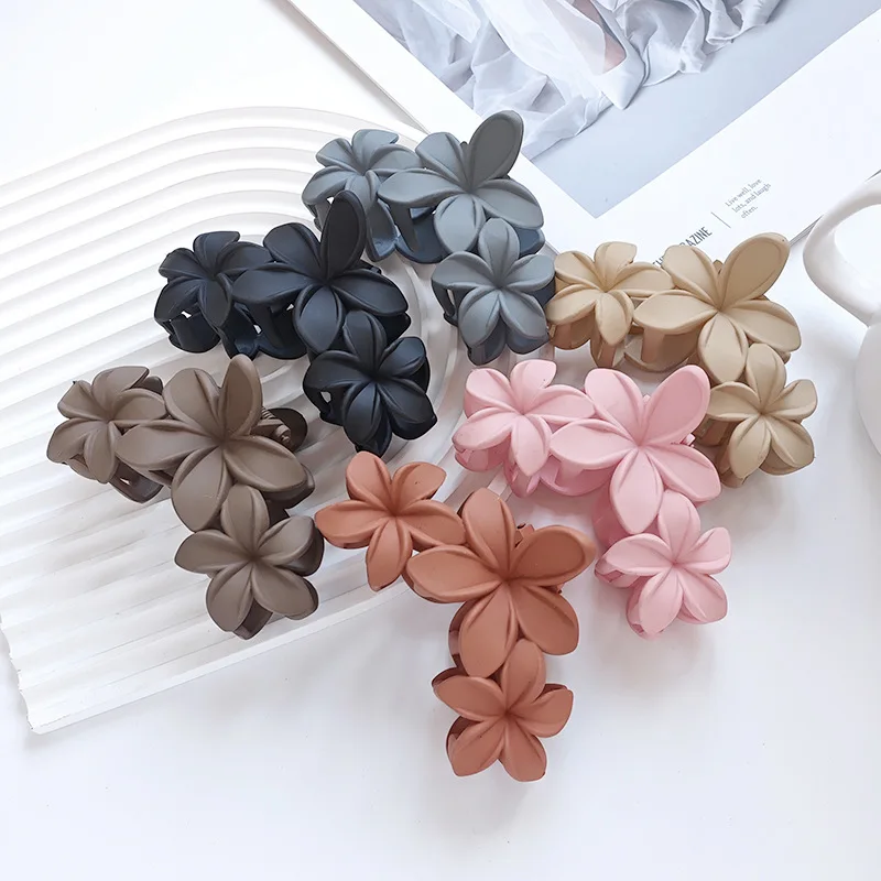 Korean Flower Hair Clips for Women Matte Solid Colors Claw Clip Exquisite Aesthetics Crab Hairpins Trendy Hair Jewelry Gifts New