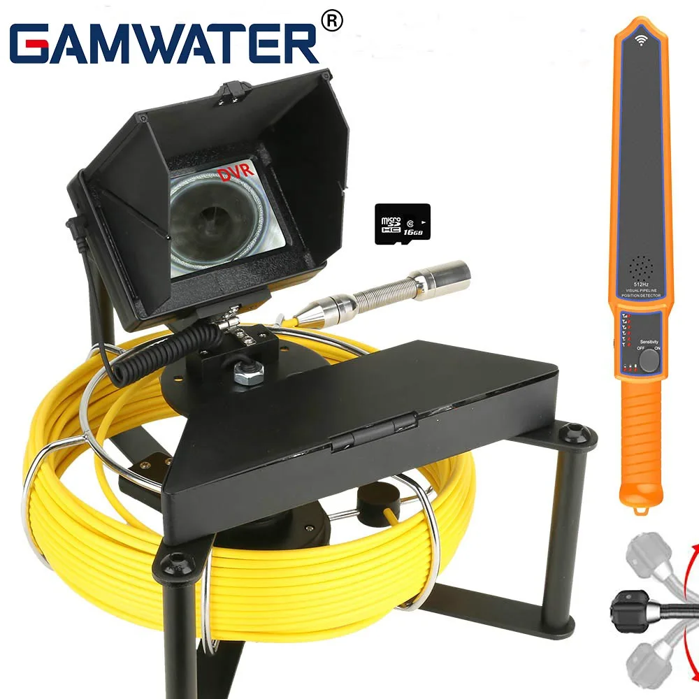 

Sewer Pipe Inspection Camera with 16GB DVR Pipe Locator Sewer Drain Industrial Endoscope IP68 Battery 4.3inch IPS color monitor