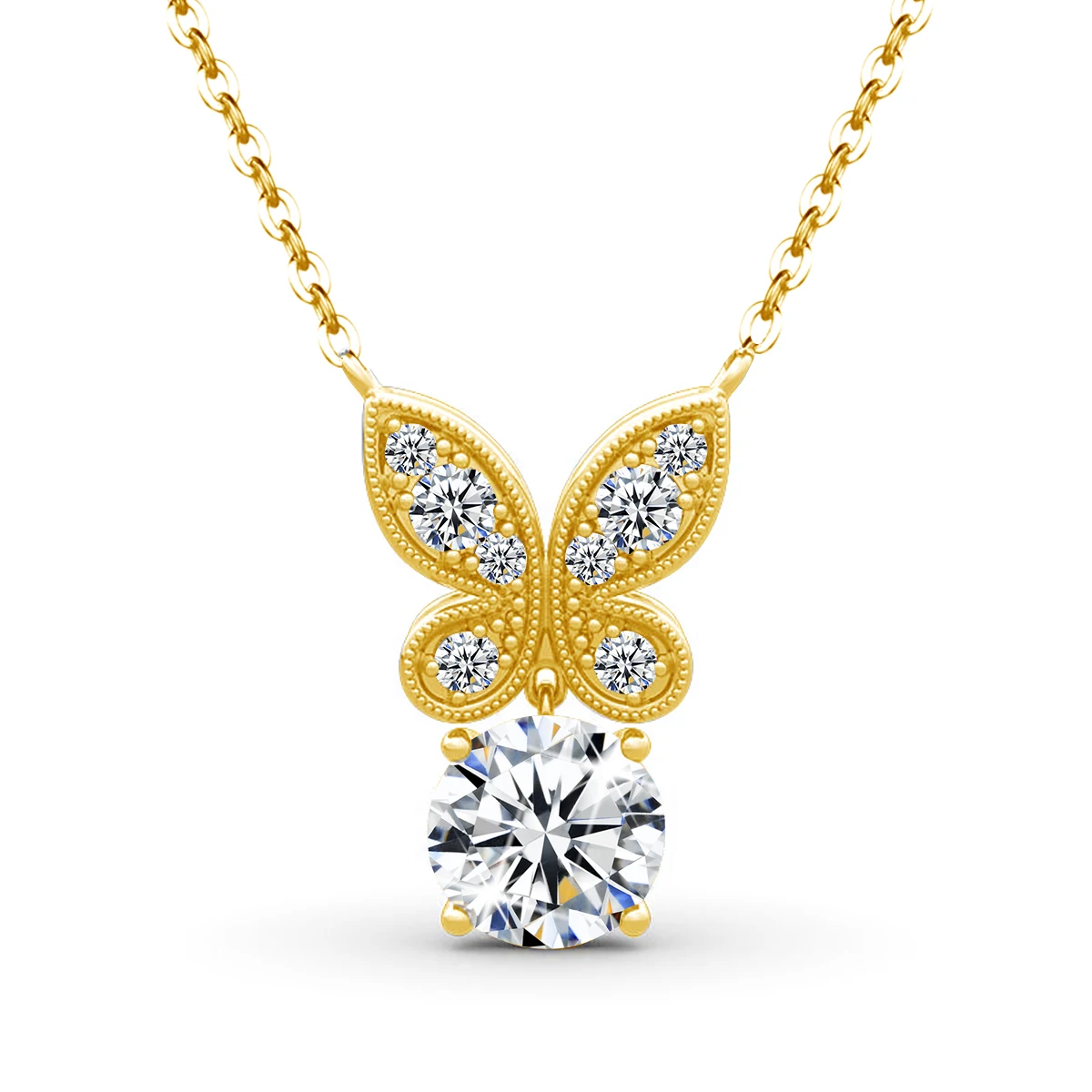 Butterfly Moissanite Pendant Necklace for Women D Color Moissanite 925 Sterling Silver Gold Plated Fine Jewelry Wedding Birthday