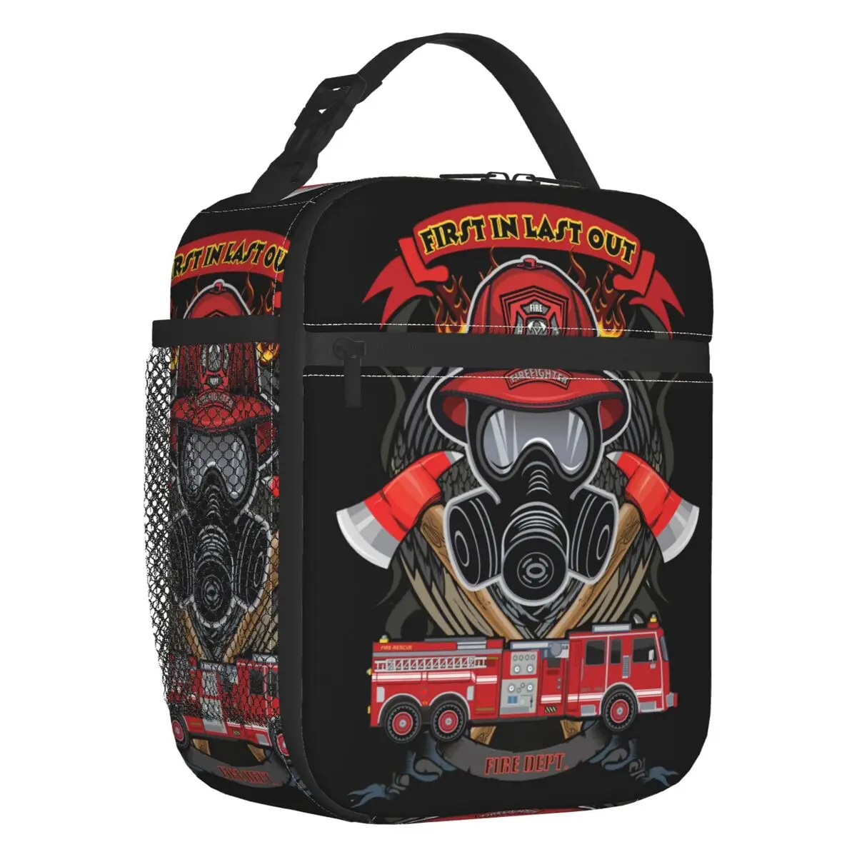 Vintage Fire Rescue Fireman Skull Firefighter Insulated Lunch Bag Women Waterproof Thermal Cooler Lunch Box Office Work School