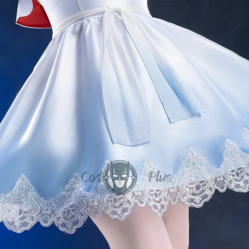 أزياء أنيمي RWBY Weiss Schnee التأثيرية فستان دانتيل متدرج أزرق وأبيض زي نسائي لحفلات الهالوين