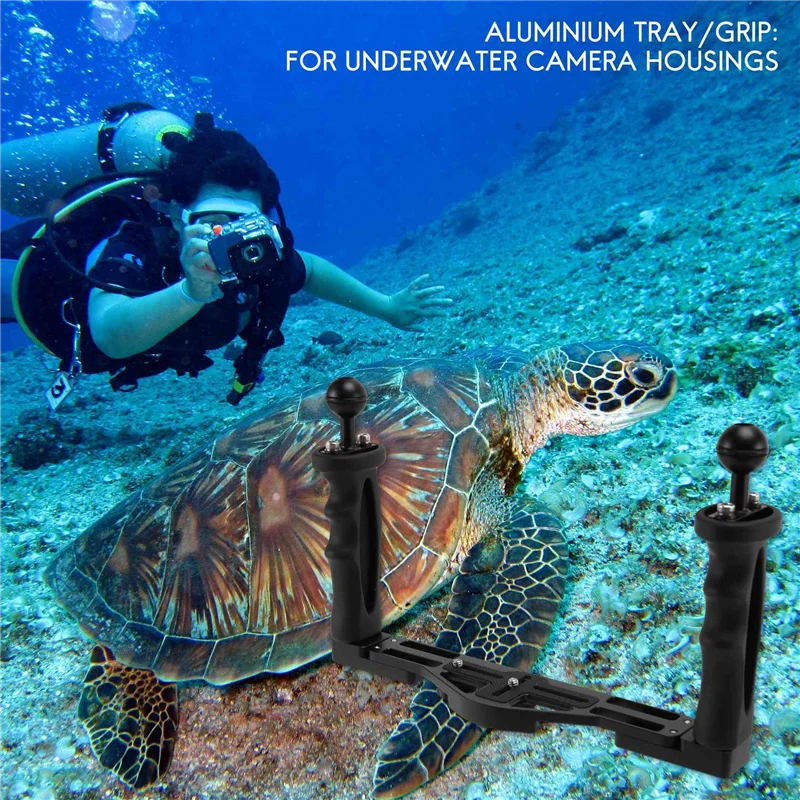 AEE7-Dual Handheld Stabilizer Diving Underwater Camera Housings Tray/Grip Waterproof With Double Handle For Dome Port Waterproof
