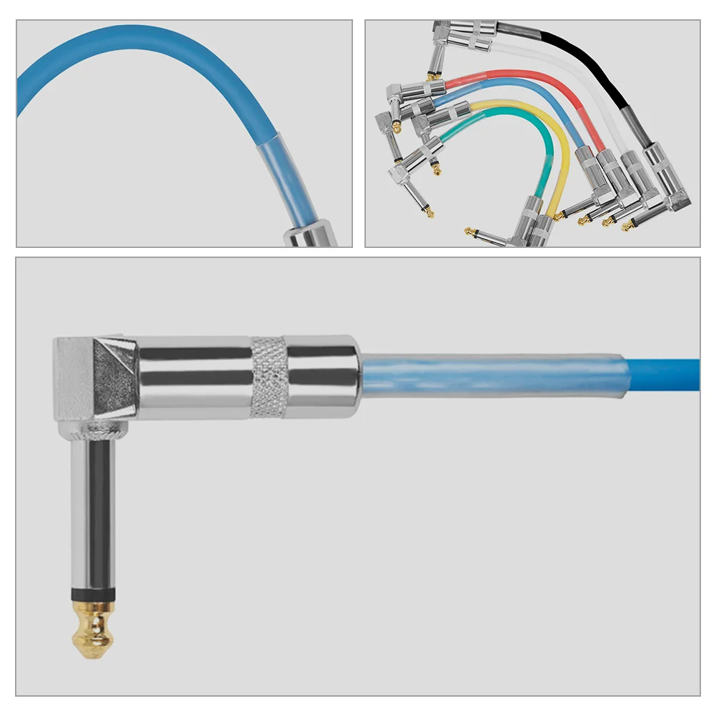 

15cm 6.35mm Electric Patch Cable Noise Reduction Pedal Connection Cord Metal PVC Compact for Music Devices Guitar