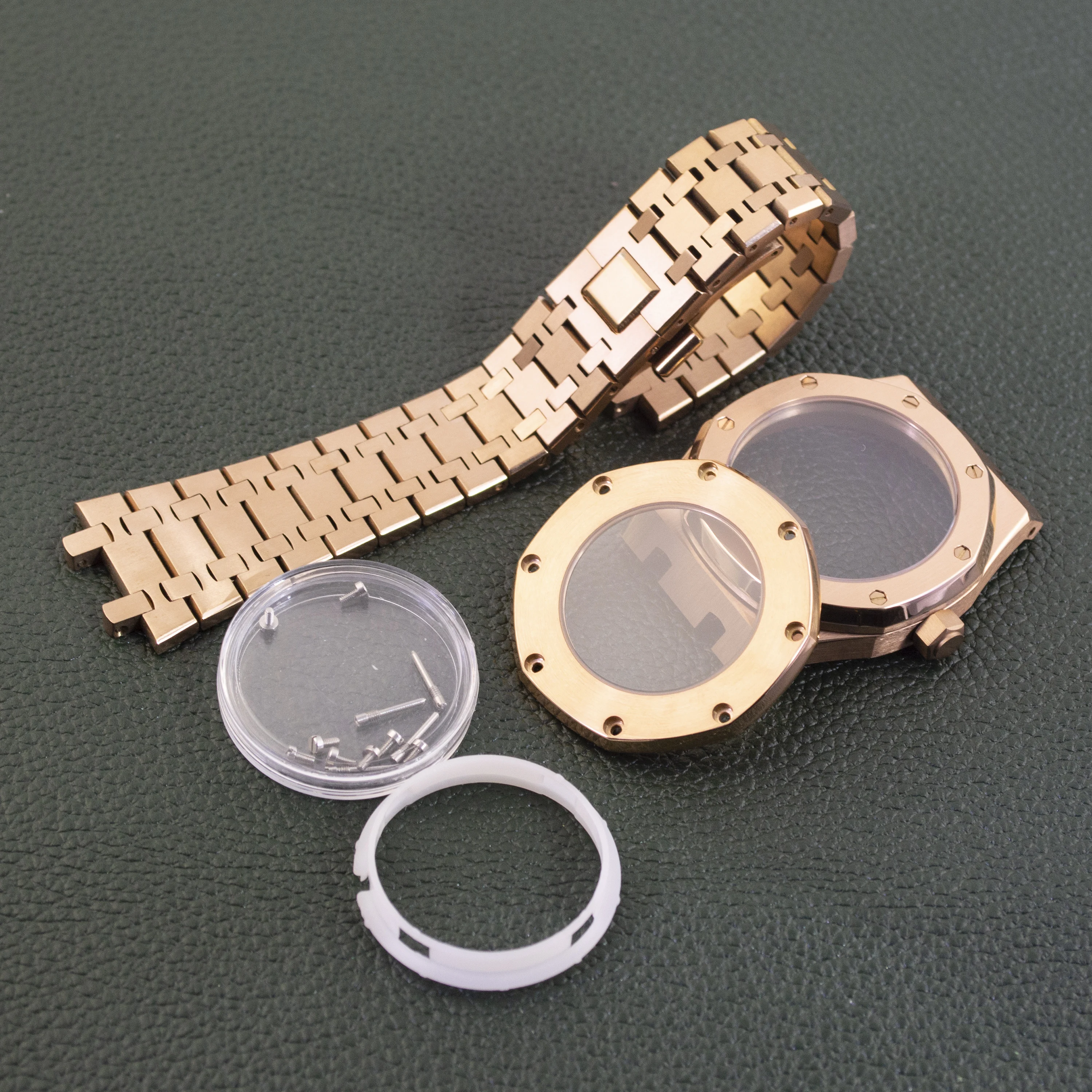 Luxury 41mm Octagonal Case Brushed Watch Case Bracelets Sapphire Glass For Royal Oak nh35 nh36 nh38 Movement 31.8mm Dial