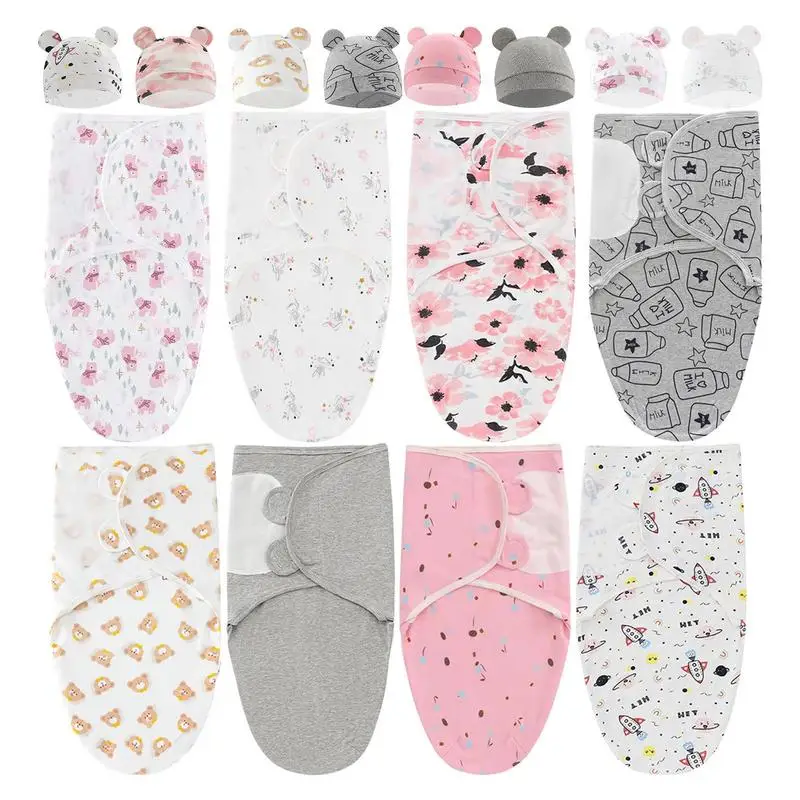 

Swaddle Blanket For Newborns Cute Breathable Swaddling Blankets With Hat Comfortable Swaddles For Kids Girls Boys accessories