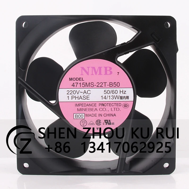 4715MS-22T-B50 Case Fan Dual Ball Bearing for NMB AC220V 14/13w 120X120X38MM 12038 Aluminum Frame Heat Dissipation Cooling Fan