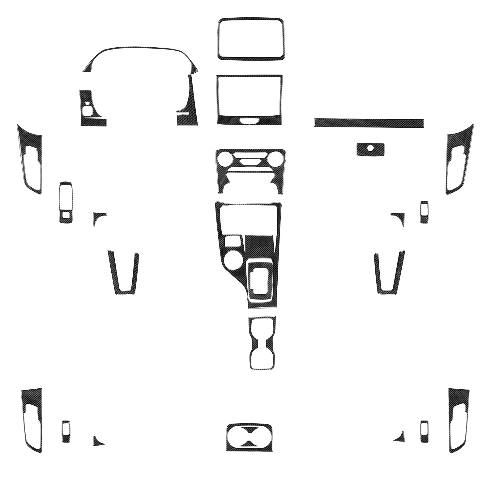 For Ford Ranger Sport 2020-2022 Complete Car Kit Frame Trim Real Soft Carbon Fiber Interior Accessories Decoration Stickers