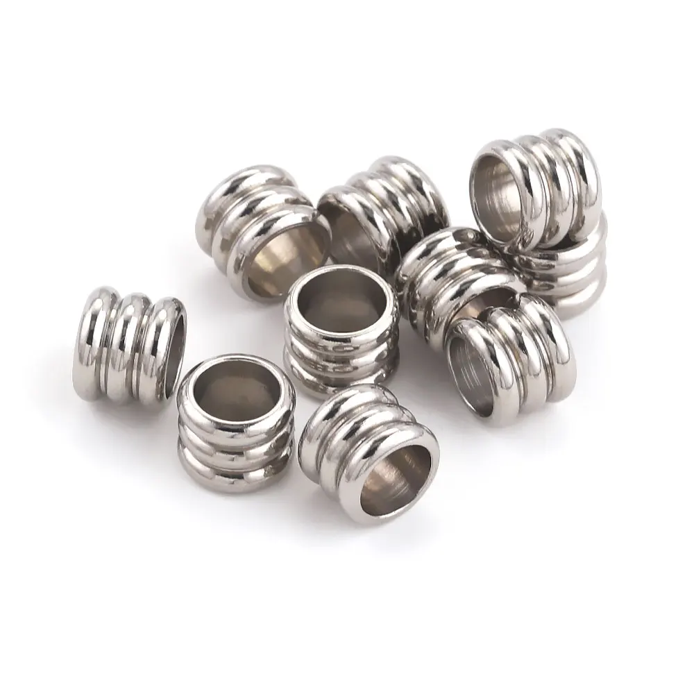 20pcs Stainless Steel Spacer Beads For Bracelet Three levels Beads Big Hole Jewelry Bead For Jewelry Making Components Wholesale