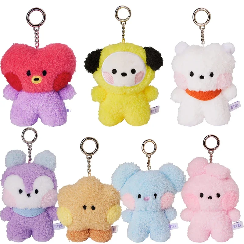 

Line Friends Original New Bt21 Minini Standing Plush Doll Keychain Kawaii Rj Mang Cooky Koya Anime Cartoon Bag Pendant Gift Toys