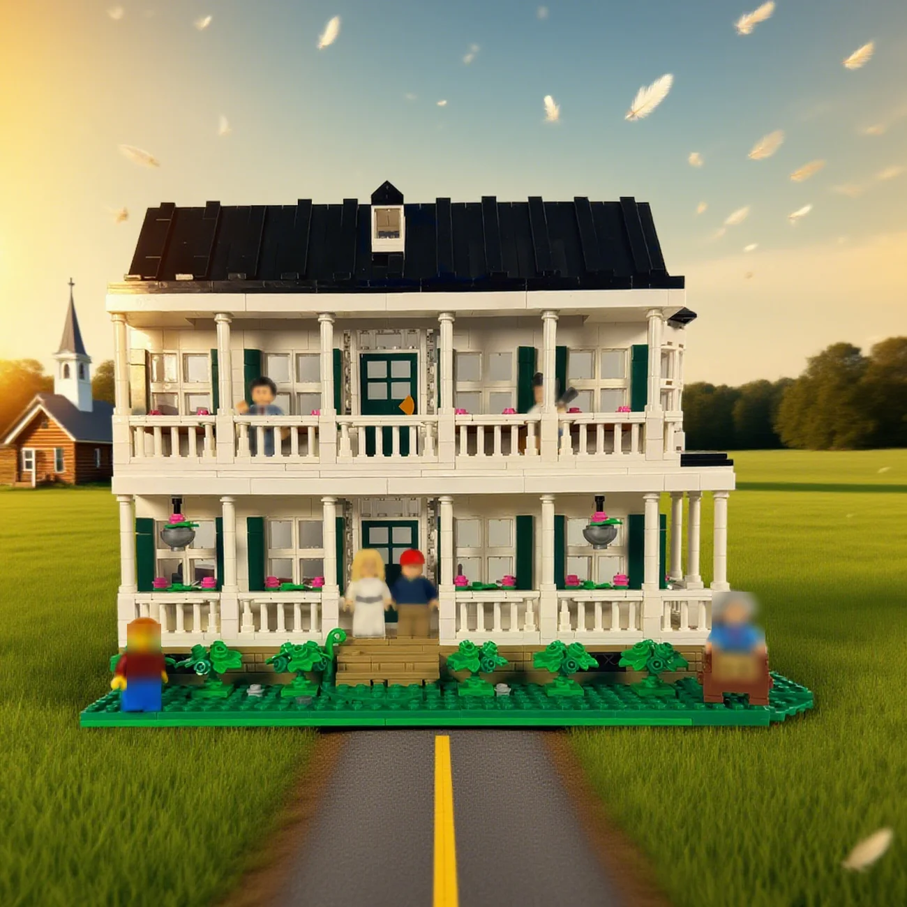 MOC 90s Movie Forrest Home Building Blocks Run Forrest Run Gump Wedding Boarding House Architecture Bricks Toy Adult Gift