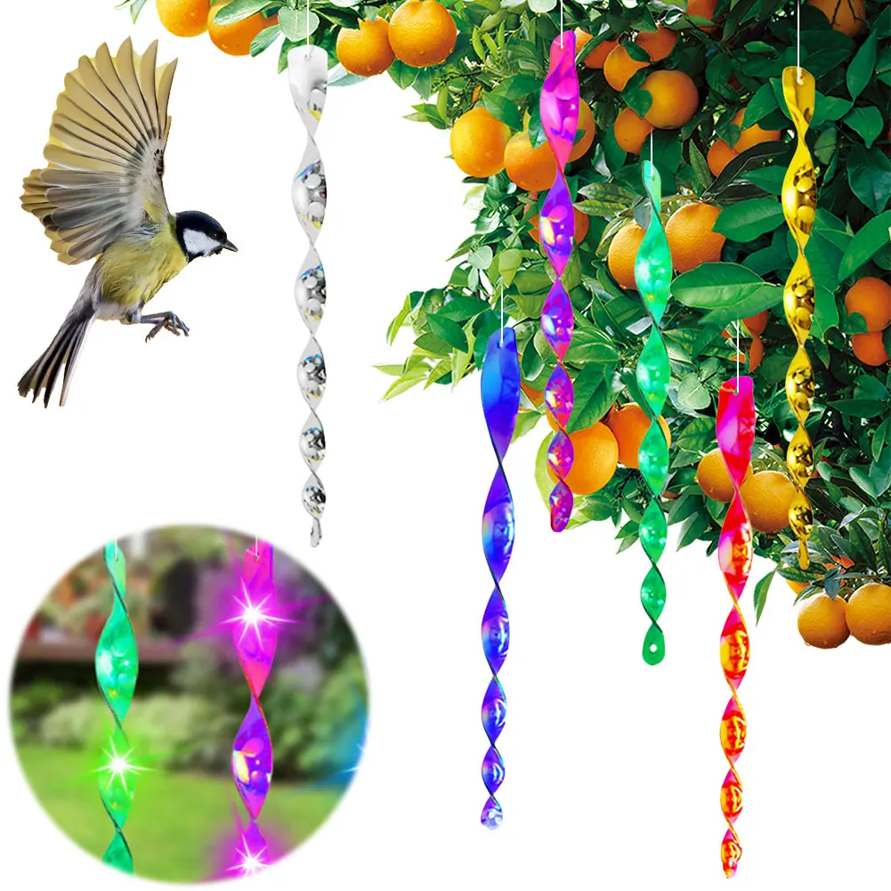 12Pcs Reflective Bird Repeller Waterproof 30CM Wind Rotating Rod Wear Resist Bird Deterrent Rod for Home Yard Patio Decoration
