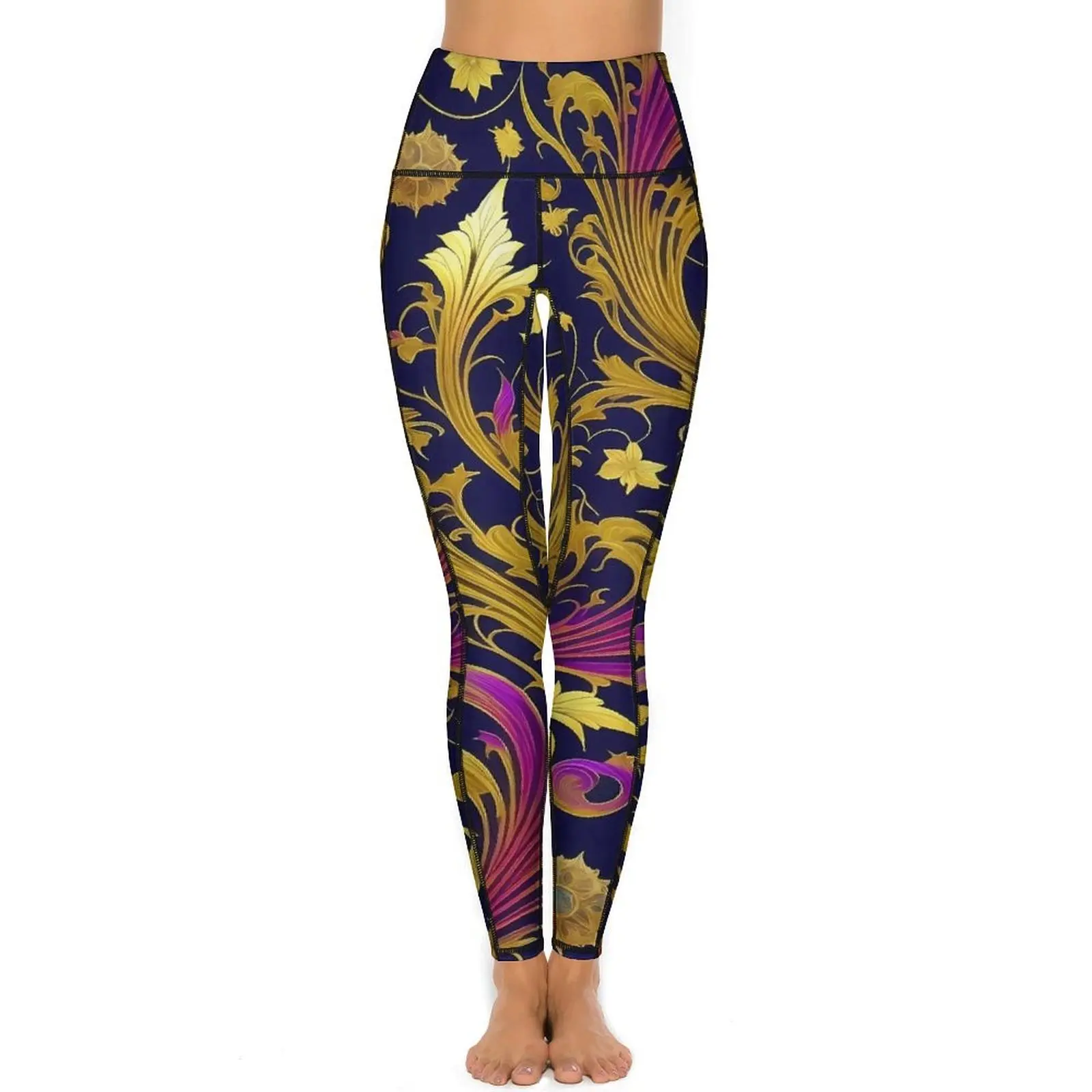 Art Nouveau Alphonse Leggings Sexy Mucha Blätter Floral Fitness Laufen Yoga Hosen Hohe Taille Schnell Trocknende Sport Strumpfhosen Leggins