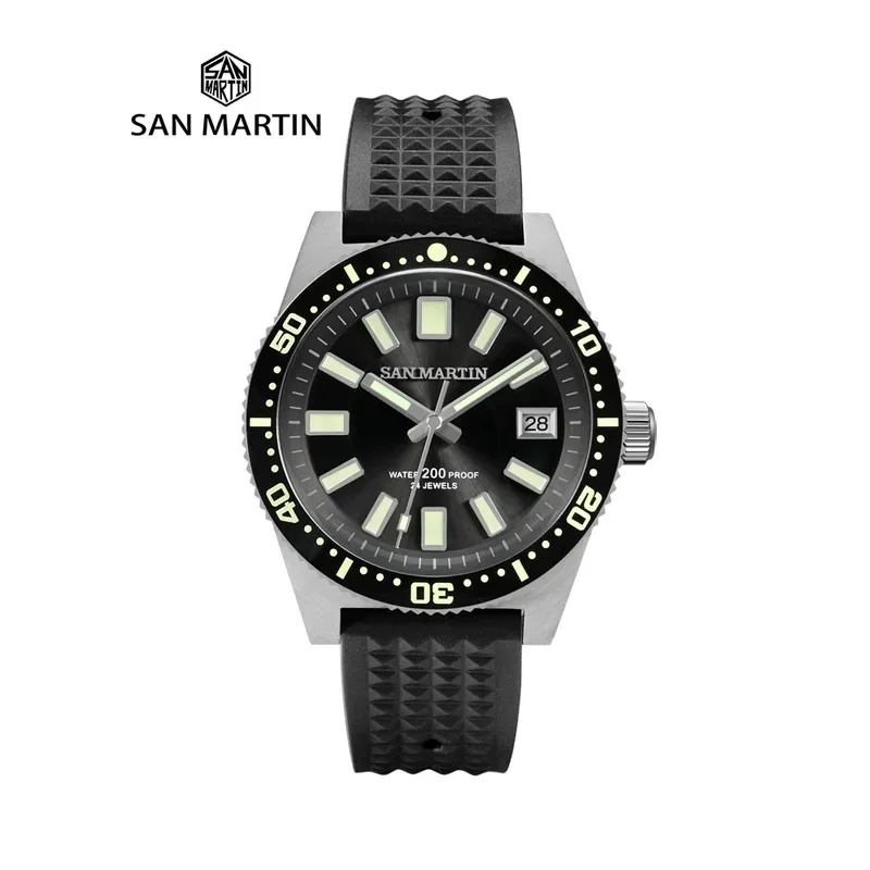 San Martin SN0007G V3 62mas Diver Watch 40mm NH35 Automatic Mechanical Watch Men Full Luminous Waterproof 200m Rubber Strap