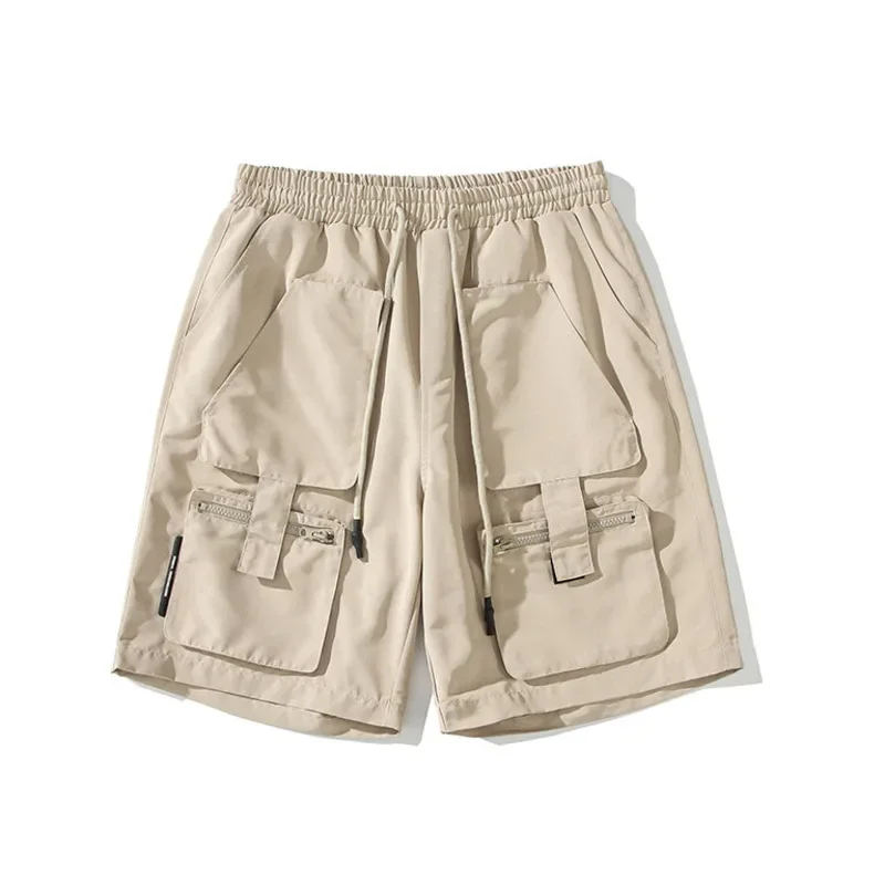Pop Summer Cargo Shorts Men Fashion Retro Pocket Shorts Mens Japanese Streetwear Loose Vintage Casual Shorts Men Large Size 4XL