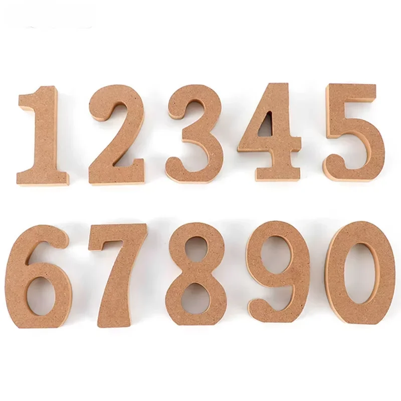 1pc 10cm Wood Color Numbers 0-9 Wooden DIY Arabic Numerals Art Crafts Standing Party Wedding Home Decor