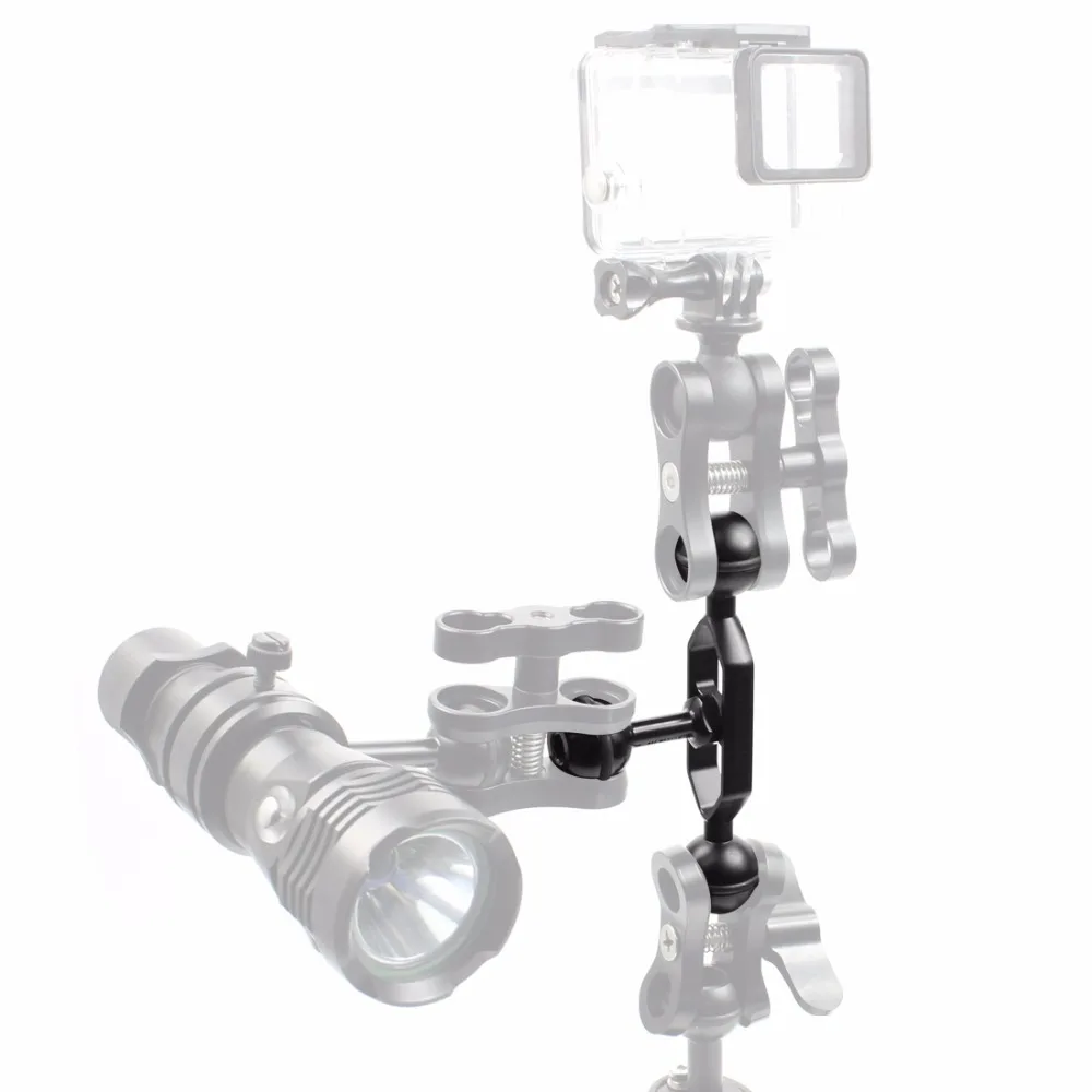 Aluminiumlegierung Tauchen Licht Taschenlampe Dual Kugelgelenk Arm und 2 Schmetterling Clip Klemmhalterung für Unterwasserfotografie Kamera – Detail 21