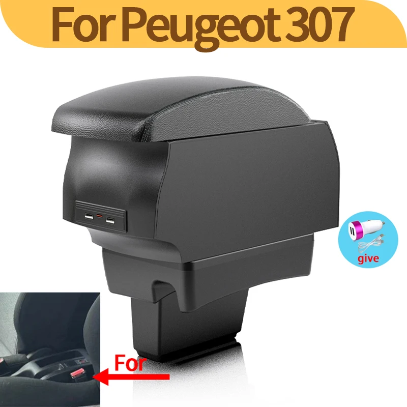 For Peugeot 307 I 2001 2002 2003 2004 2005 2006 2007 2008 special armrest box storage box interior details modified auto parts