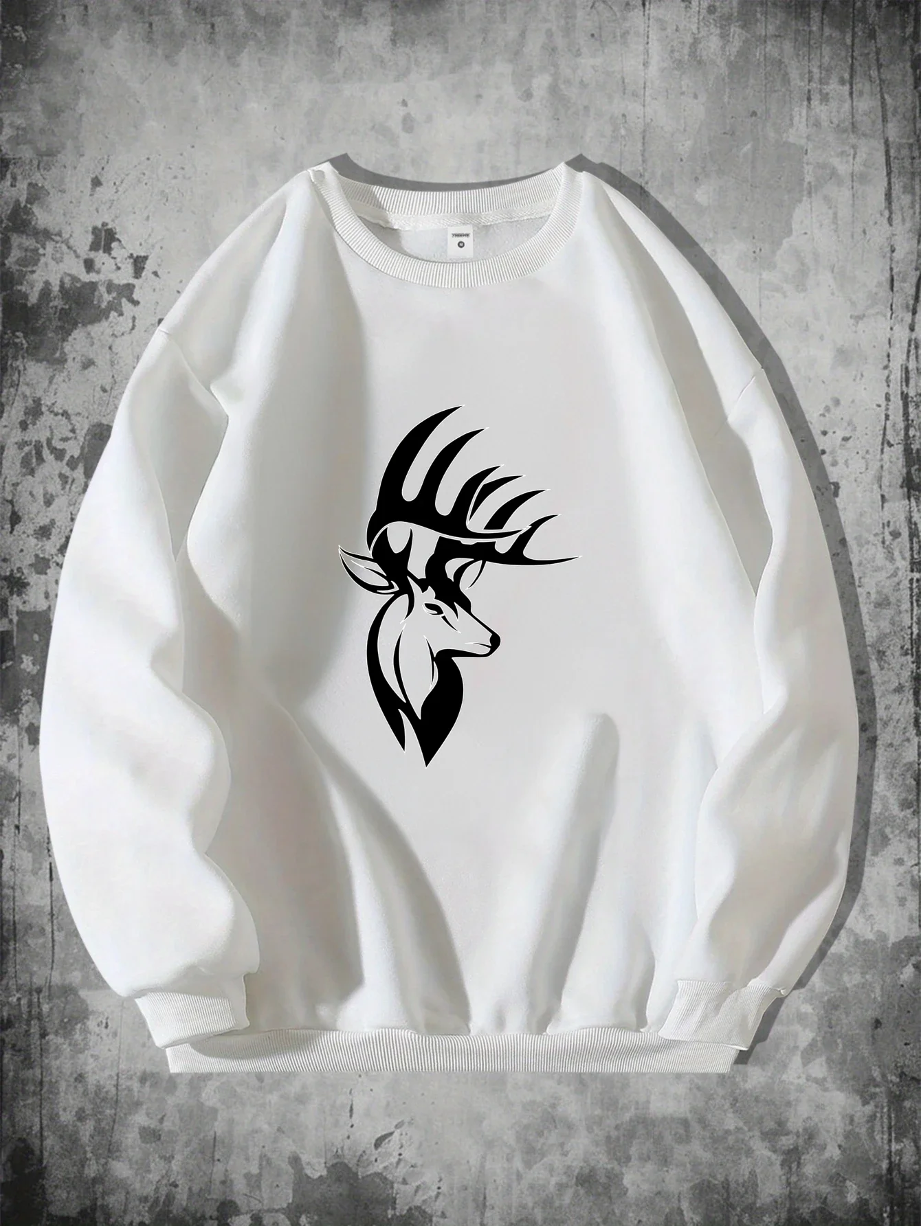 

Мужские футболки Мужская одежда Рождественская осень с длинными рукавами Голова оленя Силуэт Футболка с графическим принтом Harajuku Casual