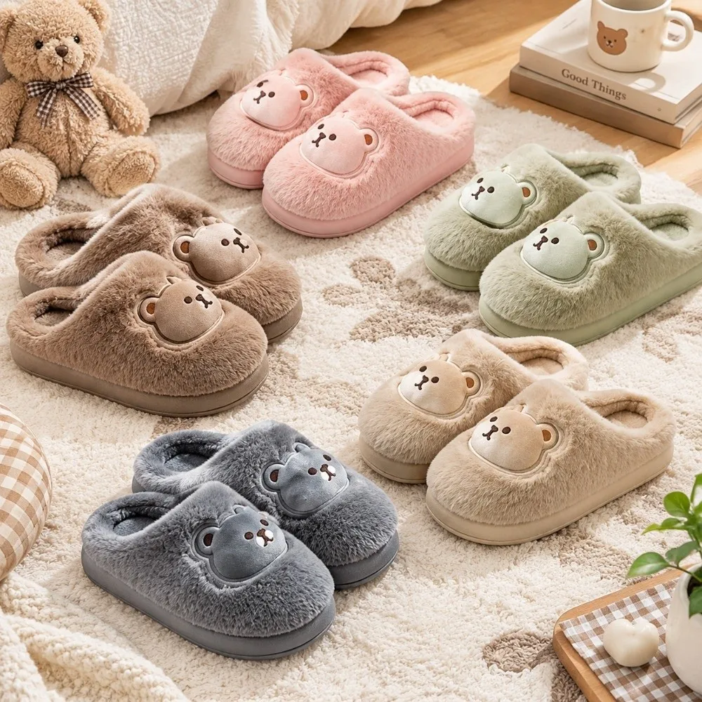 Warm Cartoon Plush Sheep Slippers Fluffy Texture Goat Year Autumn Winter Slippers Lovely Cotton Sandals Women Men Slipper Winter