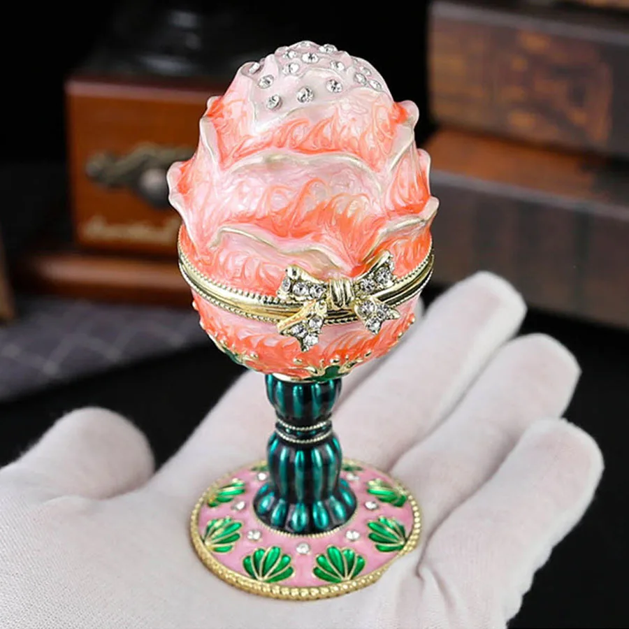 Unique Flower Trinket Box for Home Decor Hinged Enameled Jewelry Box for Ring Earrings Jewelry Organizer