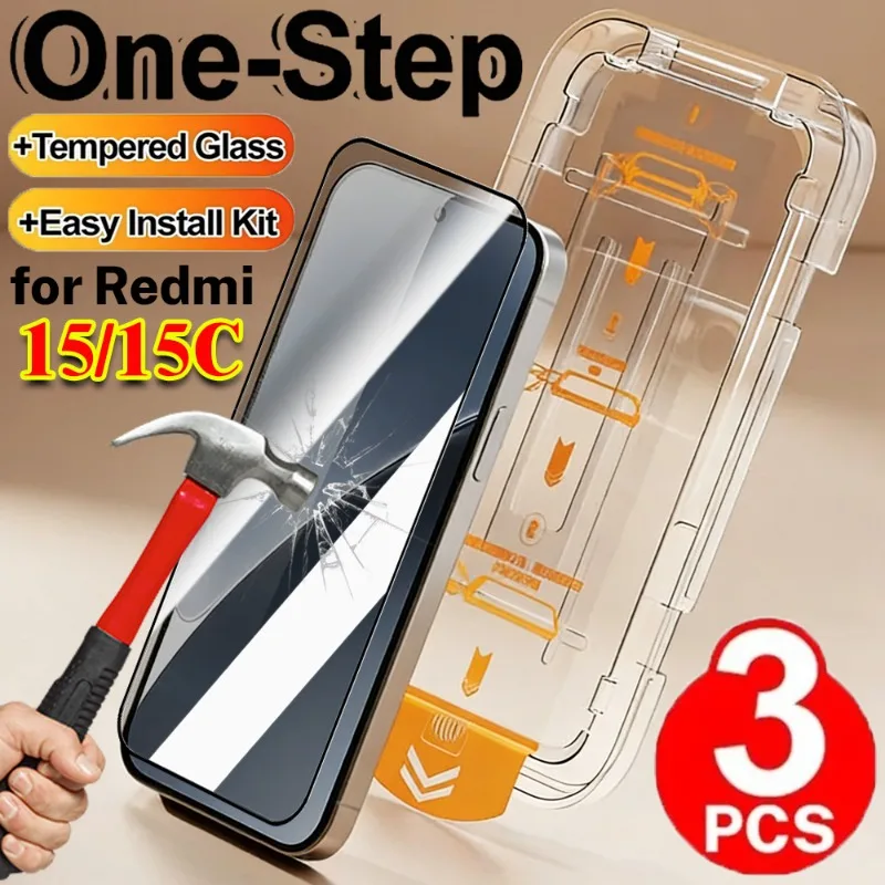 

1/2/3 шт. Защитная пленка для экрана Redmi 15/15C (европейская версия), HD, прозрачное закаленное стекло, простая установка, без пыли