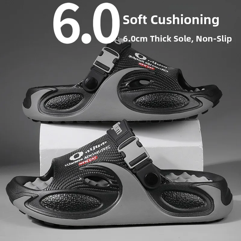 

Men's Summer Outdoor Beach Slippers Anti-Slip Soft Bottom Flat Sandals Driving Two-Purpose Comfortable EVA Slippers
